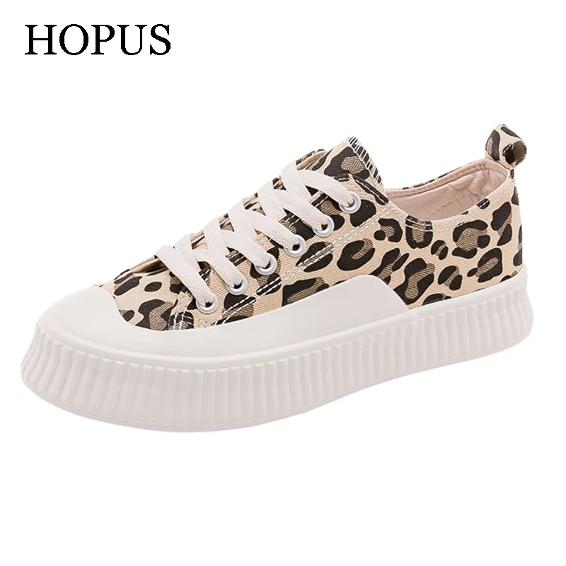 

Женские кроссовки HOPUS, весна-лето, парусиновая обувь леопардовой расцветки, дышащая Спортивная обувь для женщин, высококачественные повсед...
