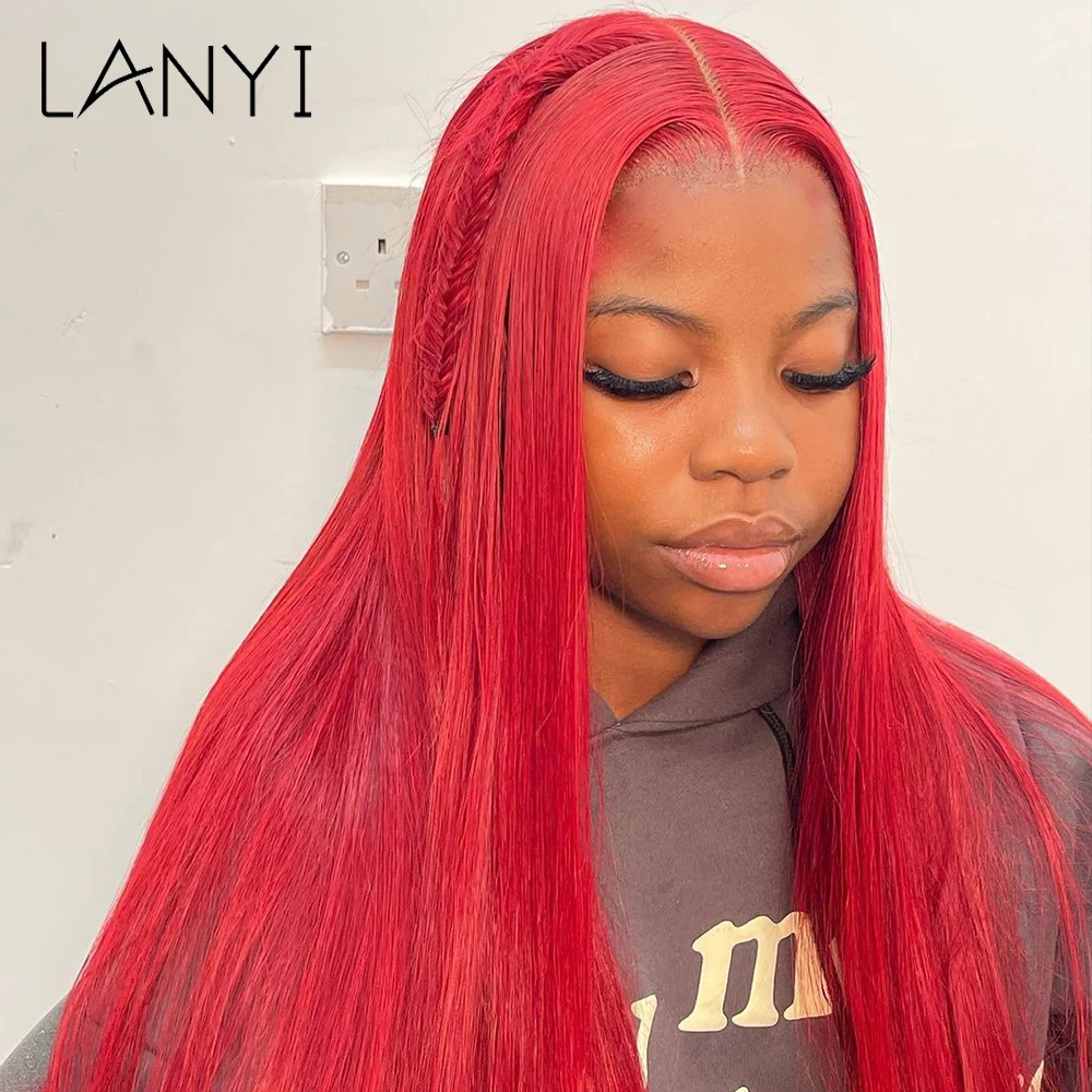 

Длинные прямые красные синтетические парики длиной 26 дюймов для женщин, парик для косплея, парик средней длины, женский парик для повседневного использования, модная Лолита, LANYI
