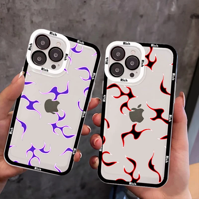 

YNDFCNB Fashion Fire Flame Phone Case For IPhone 14 13 12 Mini 11 Pro XS Max X XR SE 6 7 8 Plus Soft Silicone Cover