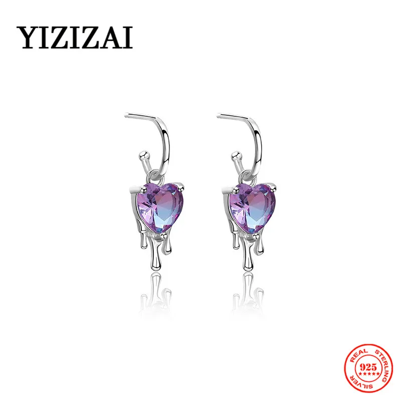 

Серьги-гвоздики yizai в виде сердца с турмалином и градиентом