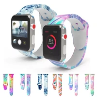 tie dye silicone strap on correa apple watch band 44mm 41mm 45mm 40mm watchband sport bracelet apple watch series 7 6 5 4 3 band