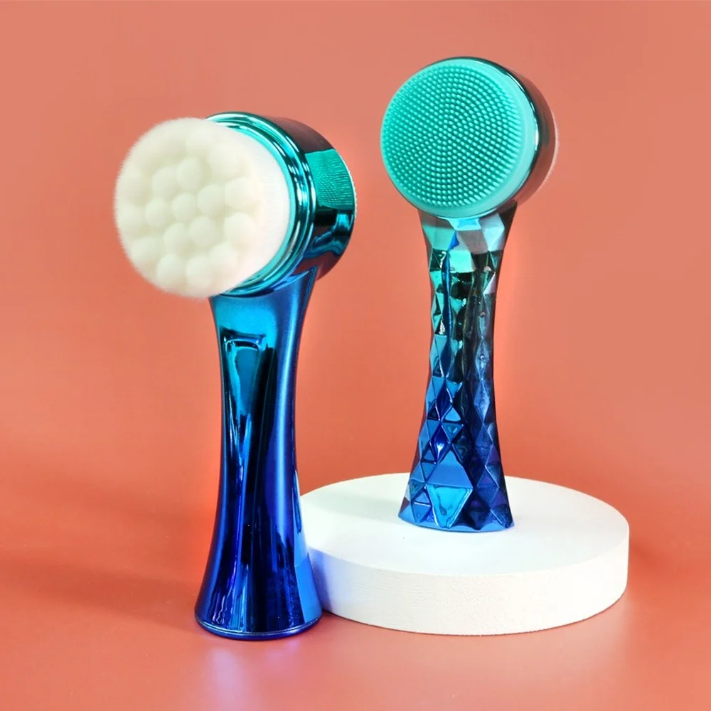 

Color Electroplating Face Brush, Double-sided Face Brush, Silicone Soft Hair Makeup Remover, Blackhead Pore Deep Cleaning Tool