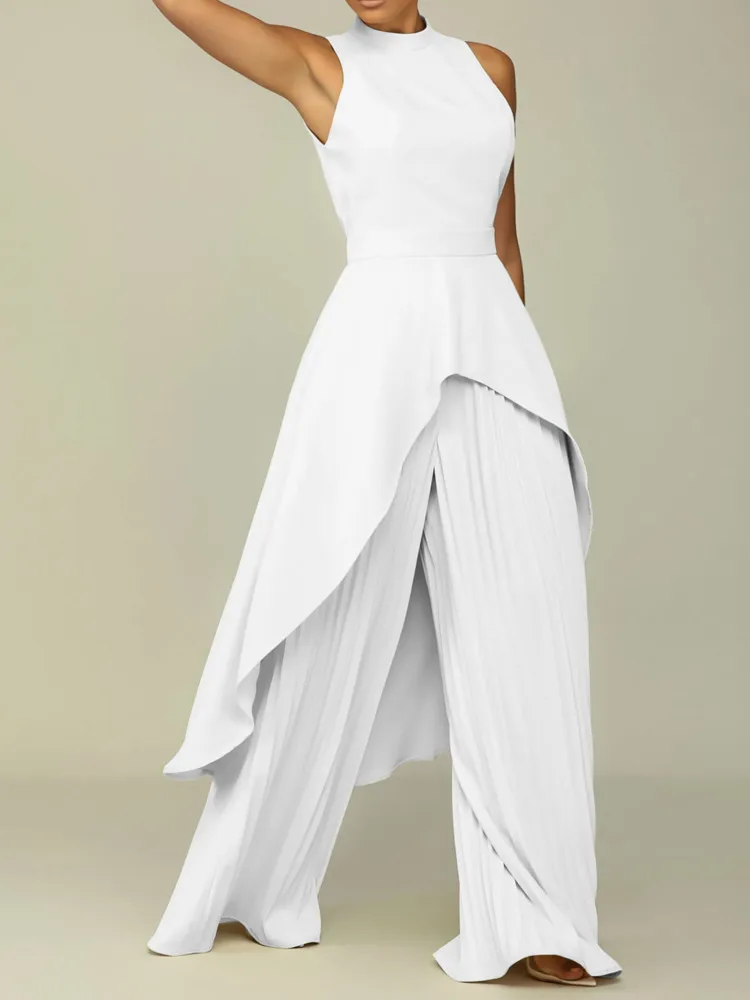 Комплект женских брюк из 2 предметов с топом открытой спиной и широкими штанинами