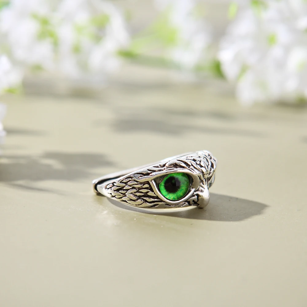 Кольцо в виде маленькой совы винтажное регулируемое кольцо с разноцветными