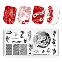 beautybigbang 2022 new nail stamping plates animal dragontotem phoenix snake theme nail art templates animals xl 013