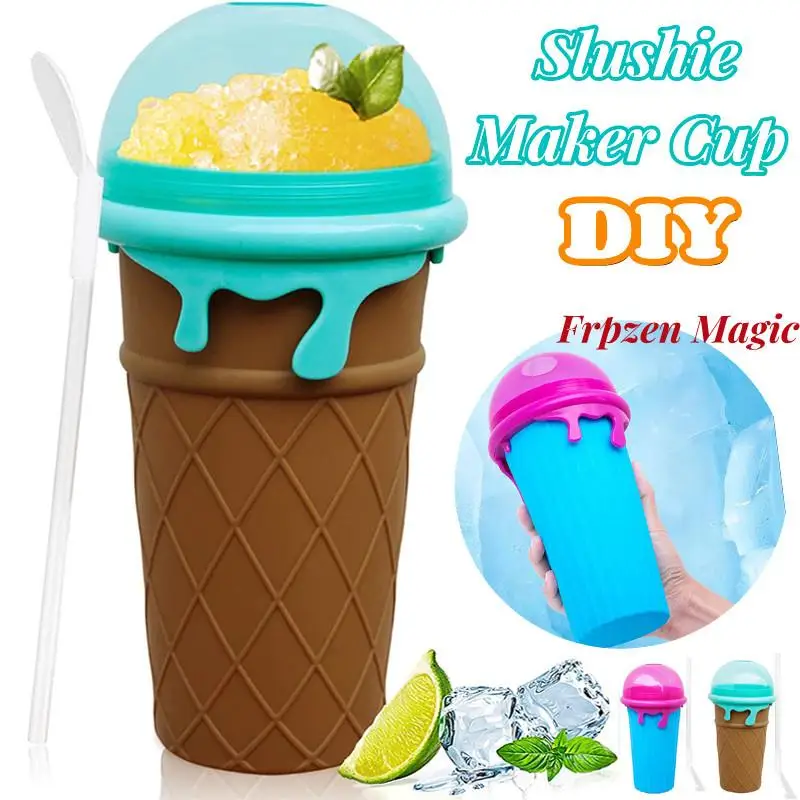

500ml Large Capacity Slushy Cup Summer Squeeze Homemade Juice Water Bottle Quick-Frozen Smoothie Sand Cup Pinch Fast Cooling Mag