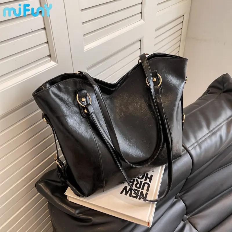 

Mifuny Vintage Messenger Bag Large Capacity Pu Leather Crossbody Bags Women Luxury Designer Women's Female Handbag Purse Tote