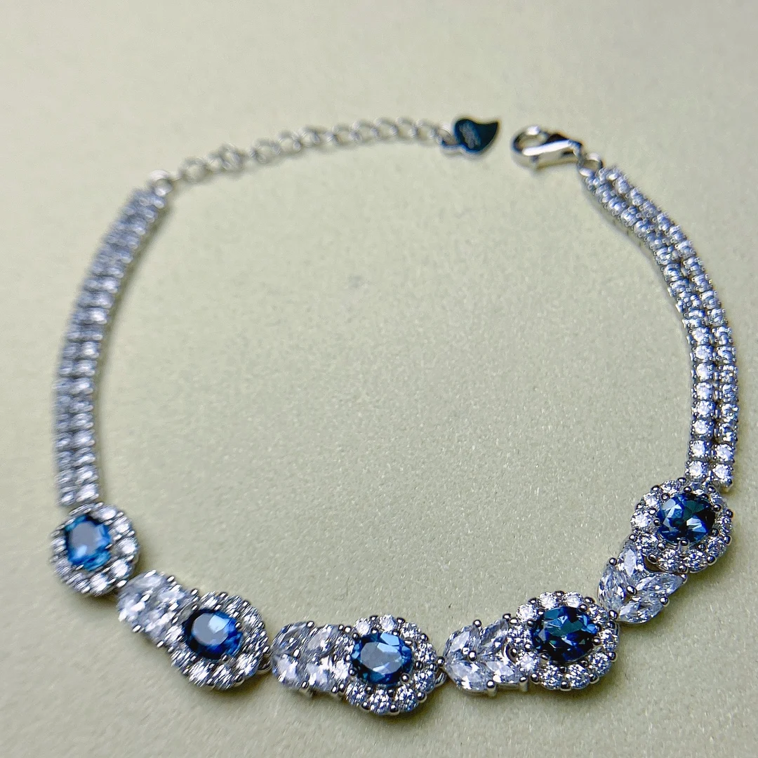 Серебряный браслет MeiBaPJ с топазом 4х5 мм