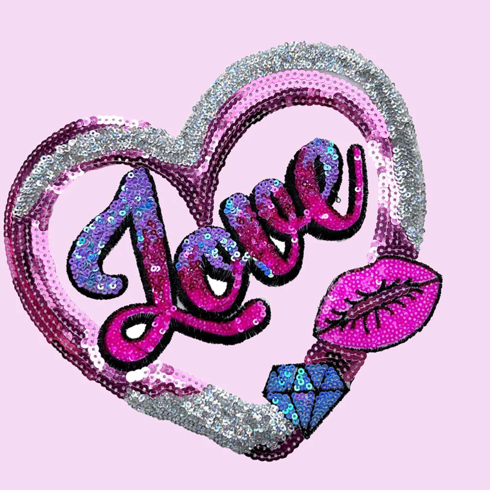 1 шт. 19*21 см патч с блестками и сердечками ручной работы украшение для одежды