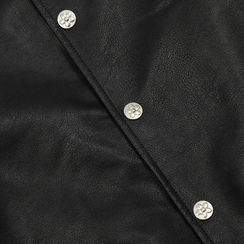 Куртка VANDYTHEPINK кожаное пальто с Флокированной вышивкой свободная повседневная