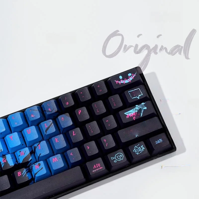Фото Колпачки для клавиш на тему Jinx Hero 137, колпачки для клавиш с игровой тематикой, PBT, высота вишни, механическая клавиатура для киберспорта, колпачки для клавиш Wooting/Razer 68/87/108 №2
