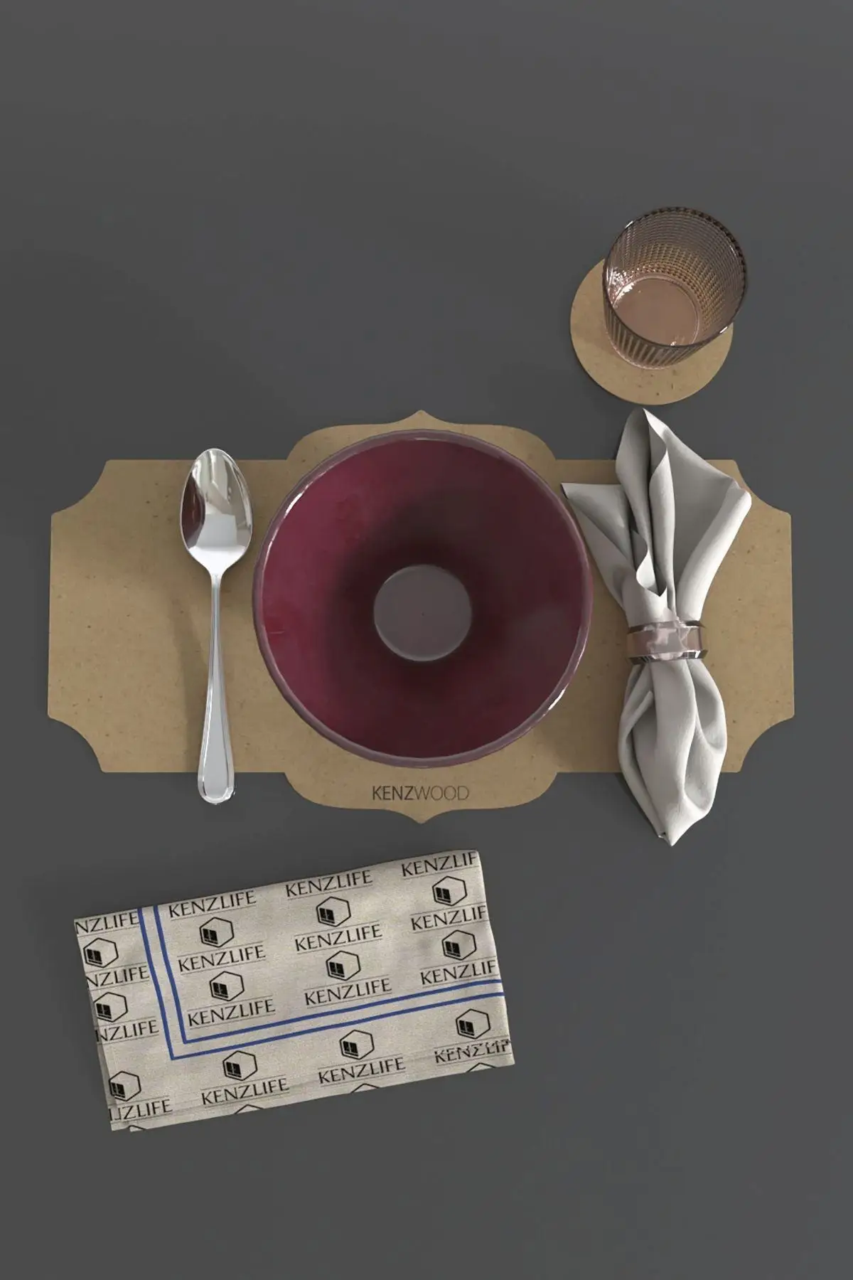 

4pcs/set Solid Design Placemats With Coaster Non Slip Table Mats Kitchen Wood Mdf Accessories Home Pad Coaster Dining Table