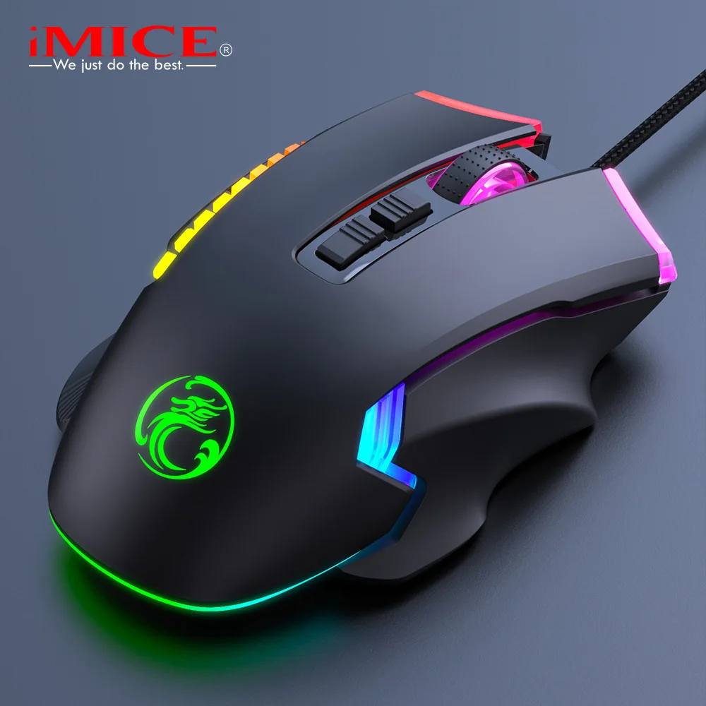 

Игровая мышь iMICE T70 8D RGB, программируемая игровая мышь для офиса, светящаяся Игровая USB Проводная мышь 7200 DPI, 8 кнопок
