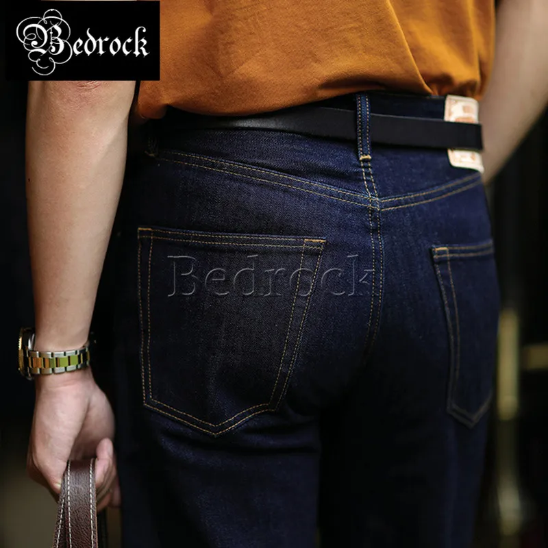 MBBCAR 80's disco culture modern retro flared pants 14oz indigo one washed red line denim selvedge boot cut jeans for men 7401