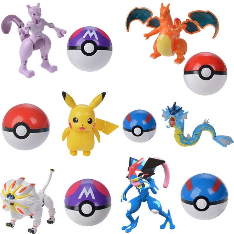 

Original Pokemon Anime Action Figure Pikachu Lucario Charizard Pocket Monster Pokeball Deformation Figur Toys For Children Gifts