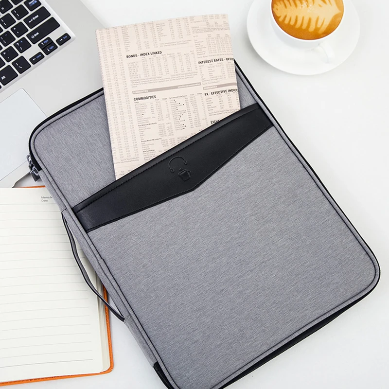 Portable Multi-functional Men's A4 Document Bags Waterproof Briefcases Laptop Notebook Pouch Travel Passport Holder Accessories