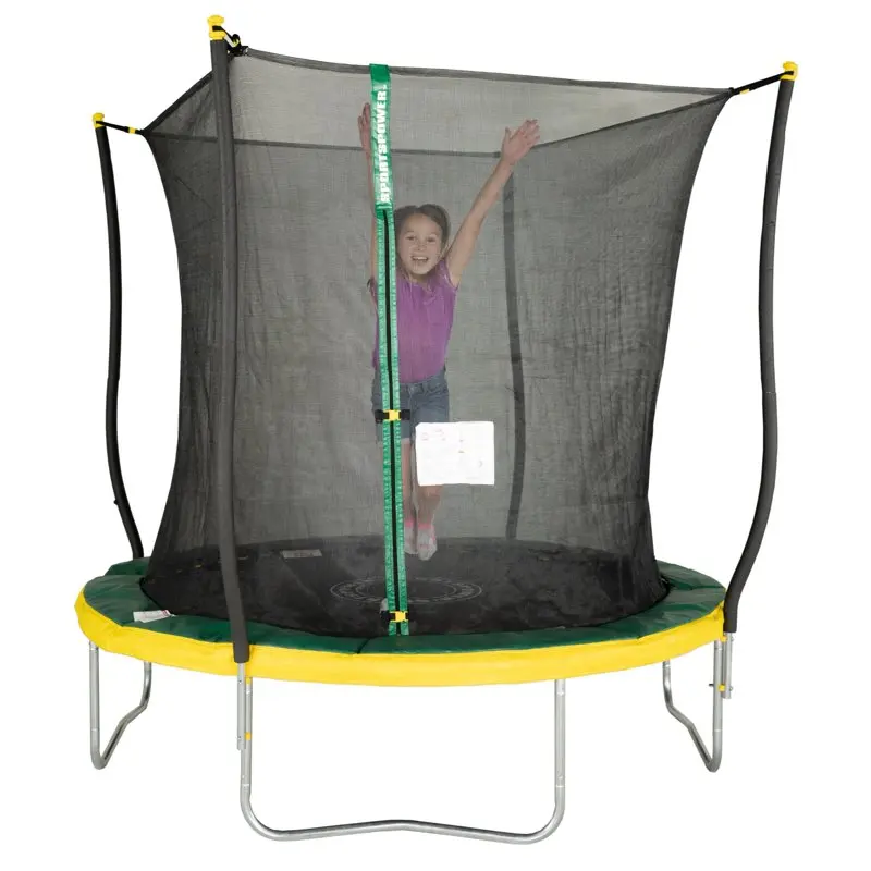 

8' Trampoline, Flash Light Zone, Classic Safety Enclosure, Green/Yellow For Outdoor Sport Teens Girls and Boys
