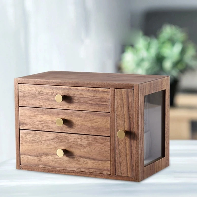 Large Wooden Drawer Jewelry Box Organizer Earring Ring Bracelet Necklace Jewellery Display Storage Case Casket