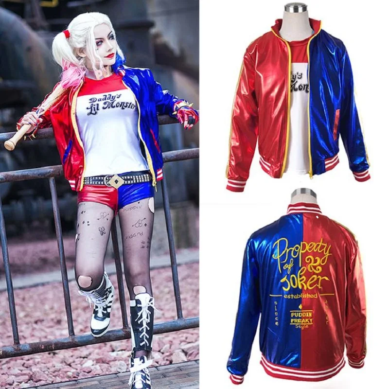 

Suicide cosplay Costumes Quinn Squad Harley Monster coat JacketT Shirt Pants Bracelet Belt necklace Gloves Accessories Full S