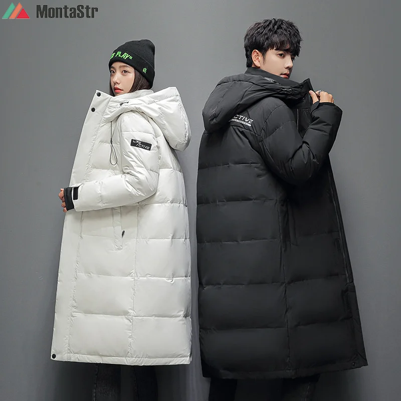 

Мужская зимняя пуховая куртка выше колена, молодежные модные утепленные парки, теплая одежда для работы