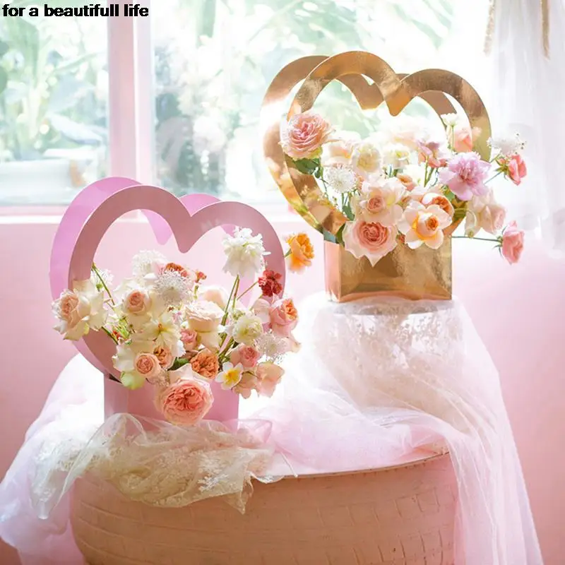 Es Romantic Packing Paper Box Love Flower Basket For Women Gift Basket Kraft Bags Gift Wrapping Paper