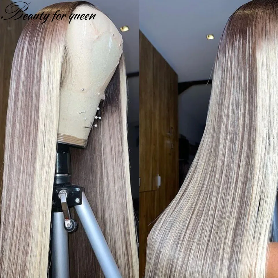 

Blonde beauty Straight Lace Front Human Hair Wigs 150%HD Transparent Lace Frontal Wigs For Women Remy Brazilian Hair Pre Plucked