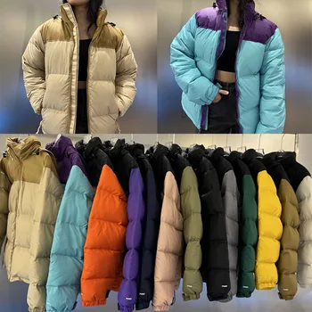 Winter Women Down Jacket Fashion New Parkas Male and Female Lovers Outerwear Splicing Hooded Bread Clothes Cotton Coat Warm 1