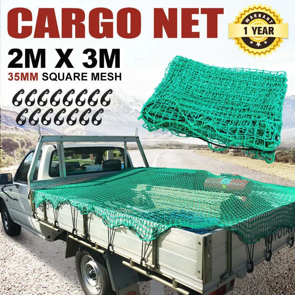 

2M X 3M Cargo Net Ute Trailer Truck 35mm Mesh Heavy Net for Truck Trailer Mesh Bungee Cord with 15pcs Hooksf Trailer Truck Net
