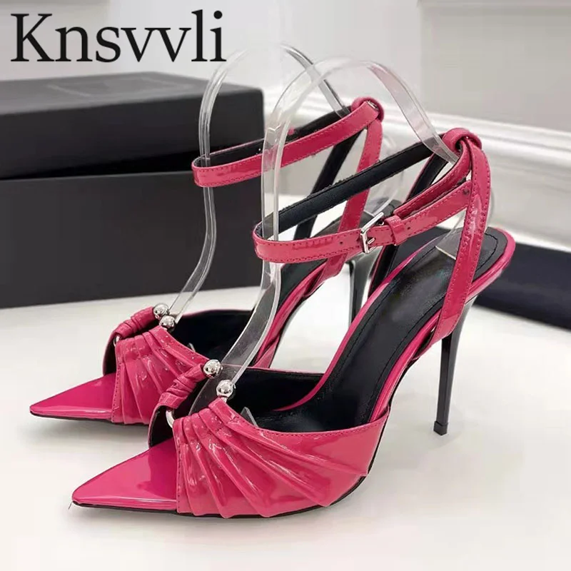 

Sexy High Heels Sandals Women Patent Leather Hollow Out Style Stiletto Shoes Ladies Buckle Strap Wedding Party Pumps Woman