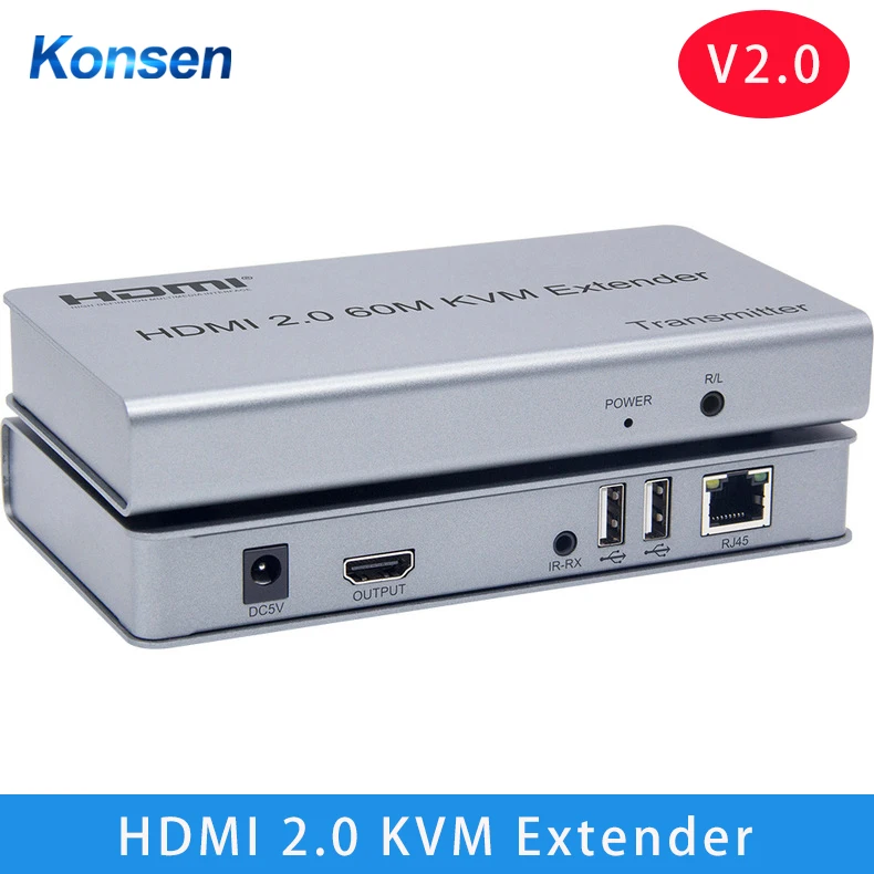 

4K 60Hz HDMI 2.0 KVM Extender 60M HDMI KVM Extender over Ethernet Rj45 CAT5e/6 Transmitter Receiver Support USB Mouse Keyboard