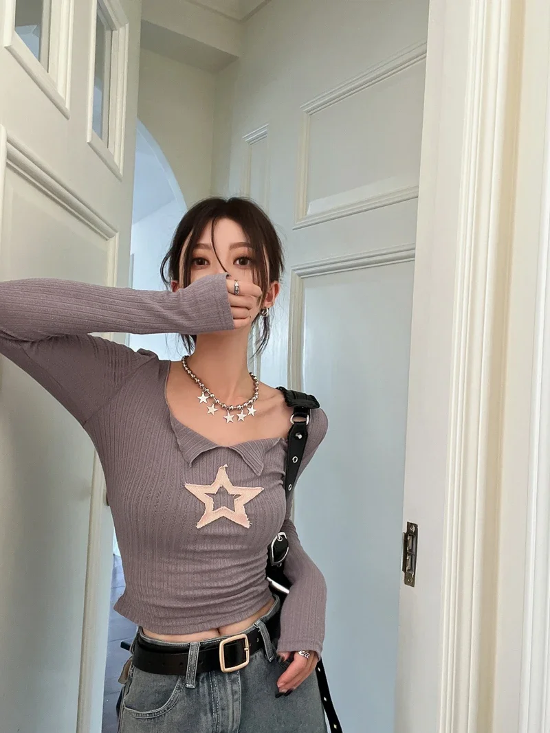 2023 рубашки для женщин футболки с длинными рукавами и принтом звезд модные