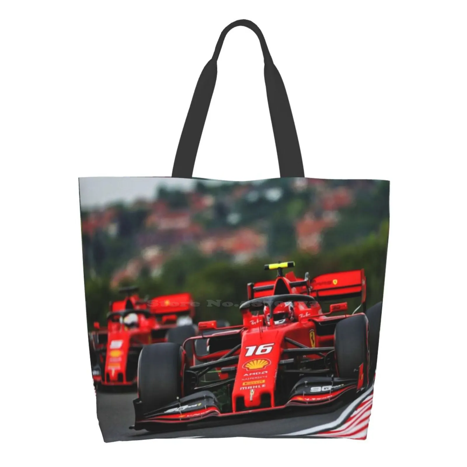 

Charles Leclerc Racing Vettel At The Hungarian Grand Prix. Handbags Shoulder Bags Large size Racecar Racing Racecars