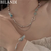 bilandi trendy jewelry bamboo series titanium steel jewelry sets 2022 new trend nanometer stone bracelet for celebration gifts