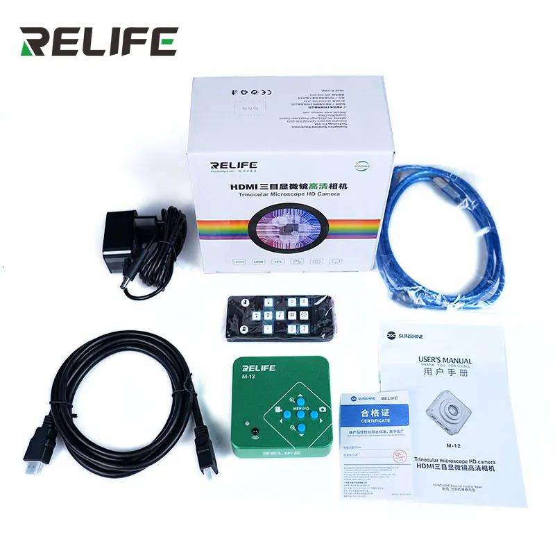 RELIFE M-12/M-13 тринокулярный микроскоп HD камера 3800 Вт датчик изображения для печатной