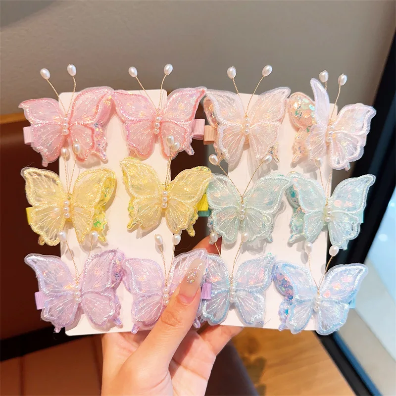 

H188 Sweet Baby Girls Embroidered Butterfly Hair Clips Lovely Animal Shape Hair Accessories Cute Hairpin Fashion Jewelry for Kid