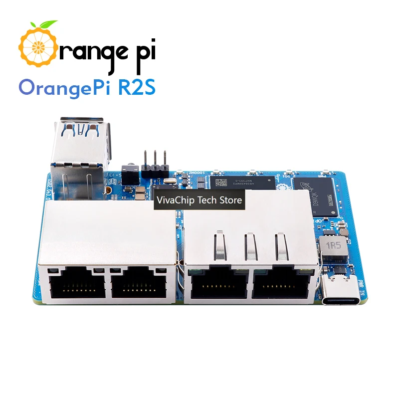 Фото Плата для разработки VivaChip TechOrange Pi R2S с 2 ГБ ОЗУ, RISC-V, 8 ГБ EMMC, 2 TOPS NPU, 2x2.5G + 2x1000M Gigabit Ethernet, одноплатная, C-серия №2