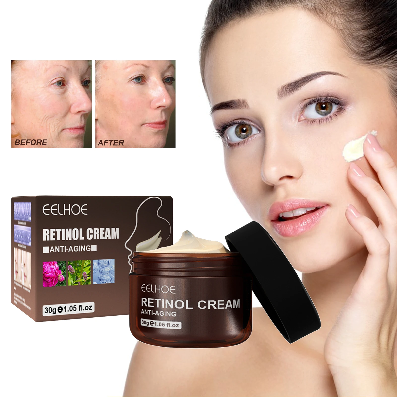 

Retinol Anti Wrinkle Face Cream Moisturizing Shrink Pores Firming Skin Fade Fine Lines Anti Aging Whitening Brighten Face Cream