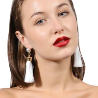 exaggerated fashion earrings imitation pearls multicolor tassel street earrings b0536