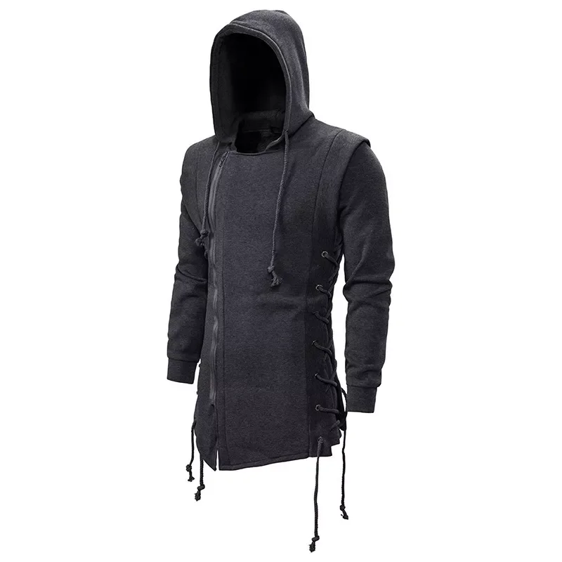 

New Men Hoodies Sweatshirts Casual Solid Long Sleeve Hoodie Men Slim Fit Dark Hooded Loose Jacket Coats