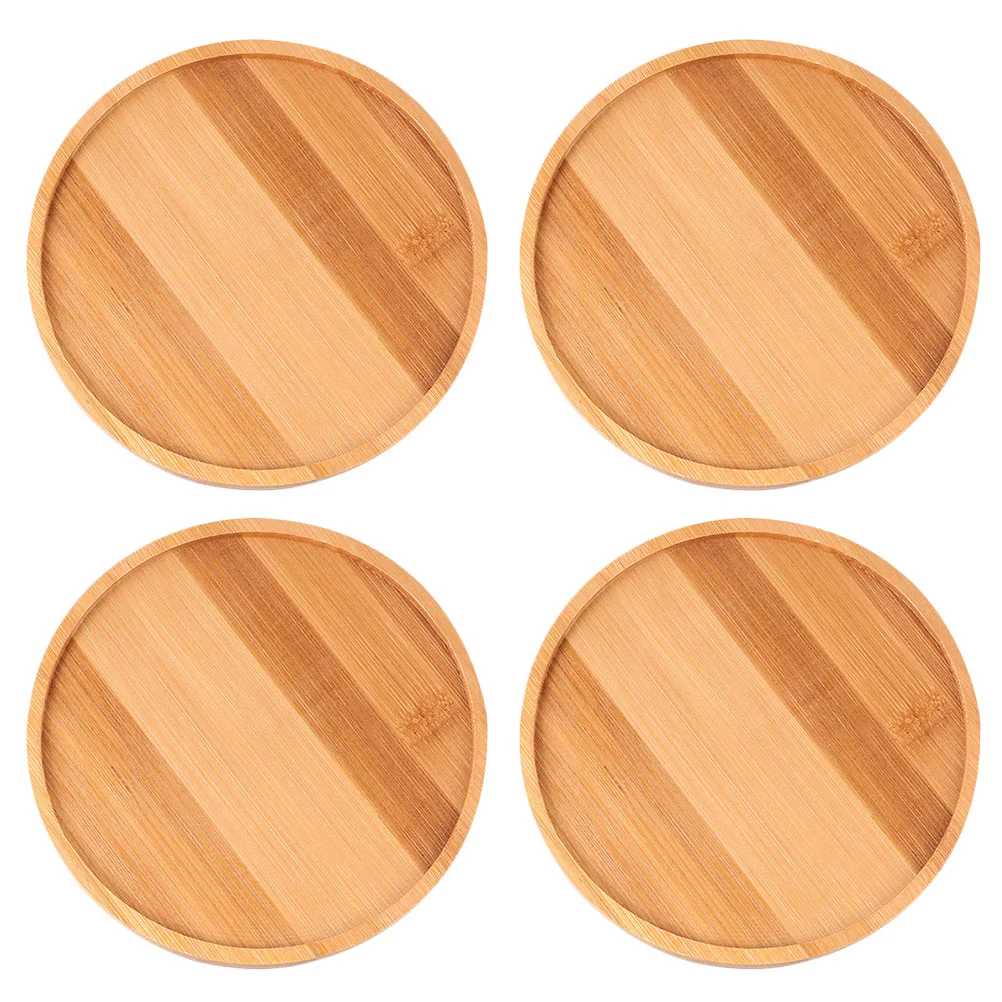 

4pcs Plant Pot Saucer Bamboo Plant Trays Indoor Outdoor Flower Pot Trays