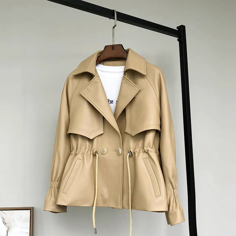 

Кожаная куртка, Высококачественная женская кожаная куртка из натуральной овечьей кожи, женская одежда на весну и осень, Женское пальто Chaqu2023