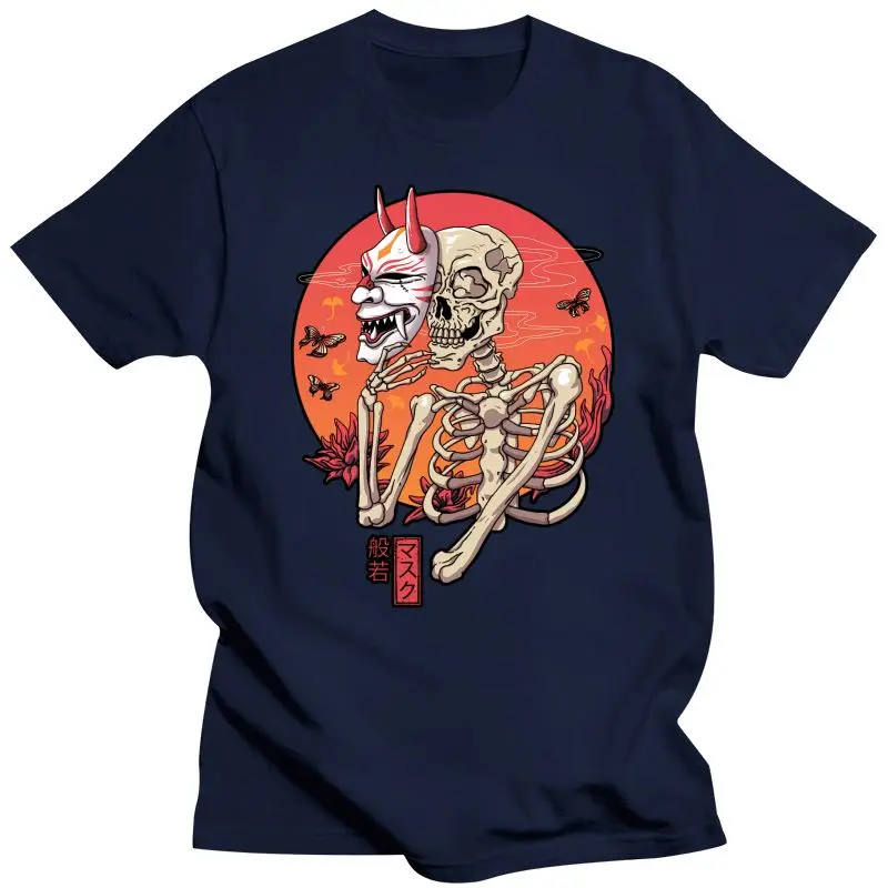 Новинка 2022 забавная Мужская футболка из 100% хлопка женская модная Hannya Yokai с маской