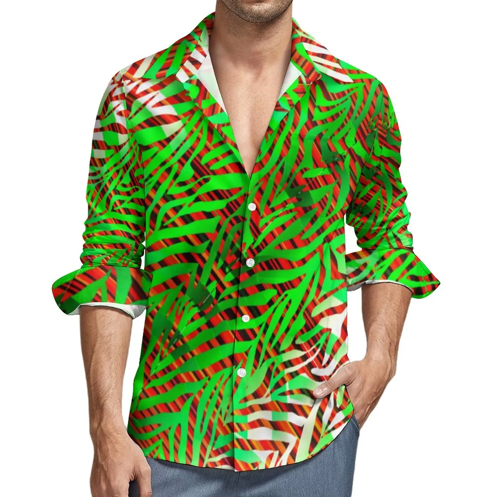 

Zebra Tropical Shirt Autumn Animal Print Casual Shirts Man Novelty Blouses Long Sleeve Pattern Y2K Top Plus Size 3XL 4XL