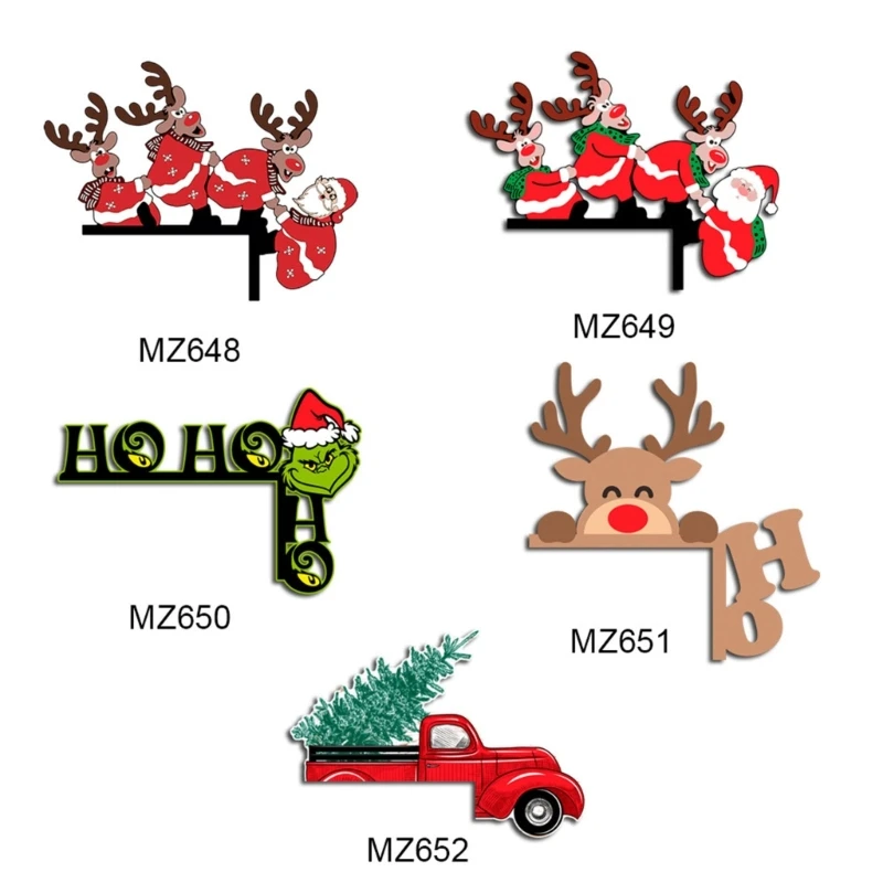 

H7EA Рождественское украшение дверной рамы Праздничное деревянное украшение для домашней праздничной вечеринки