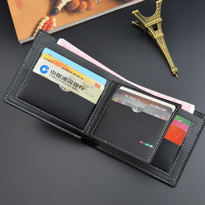 Men's Short Wallet Multi-Card Slot Fashion Casual Wallet Youth Horizontal Soft Money Clip кошелек мужской
