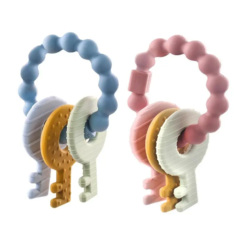 

Игрушки для прорезывания зубов, кольцо для ключей, удушные игрушки для прорезывания зубов, силиконовое кольцо для прорезывания зубов, незам...