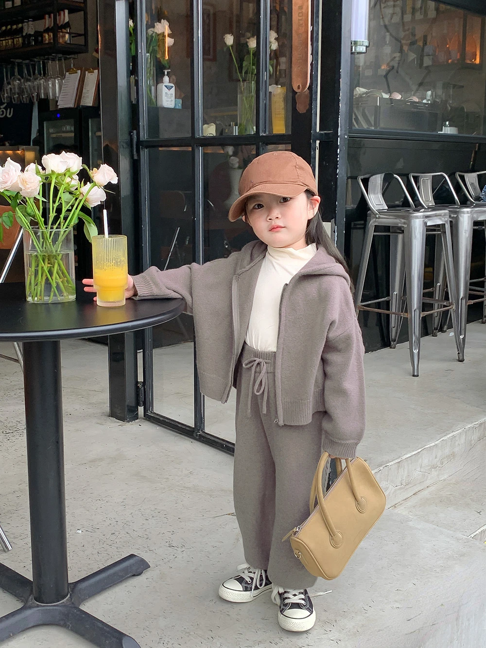 

2023 Zippered Knitted Sweater Casual Pants 2Pcs Outfits Kids Toddler Costume Suit Baby Girls Autumn Hooded Clothes Set