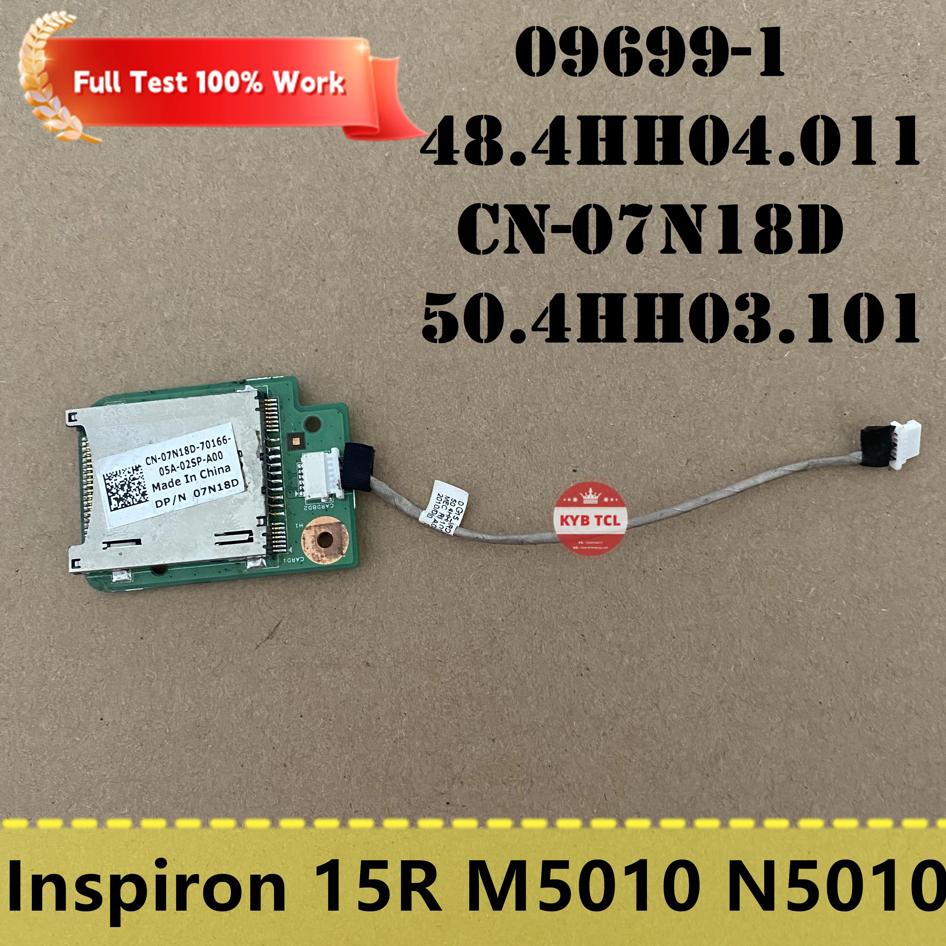 

For DELL Inspiron 15R M5010 N5010 DG15 Genuine Laptop SD Card Reader Board with Cable 48.4H04.011 09699-1 07N18D 7N18D Notebook