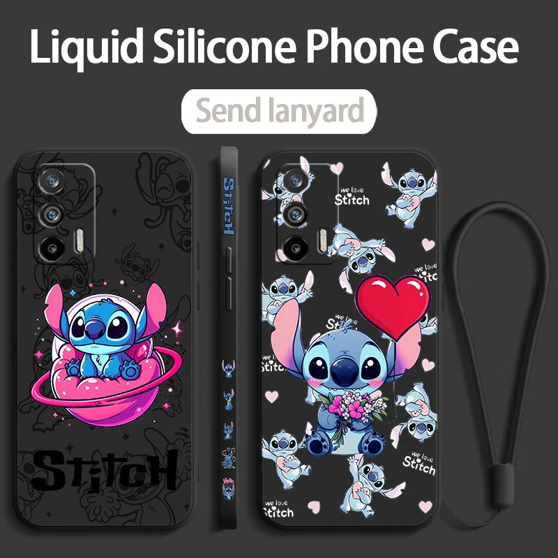 Стич любовь двойная задняя крышка для OPPO Realme X50 X7 11 10 9i 9 8i 8 7 6S 6 Pro Plus жидкая левая