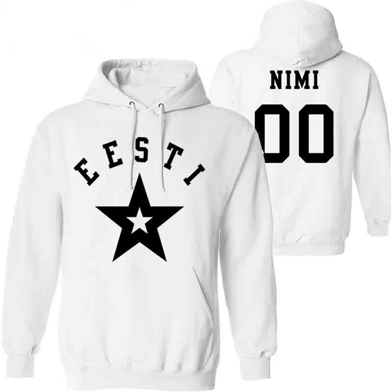 Мужской пуловер Эстонии с бесплатным именем и номером Геста свитшот